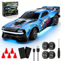 1:24 Scale RC Drift Car 4WD 2.4GHz 30KM/H High Speed Racing Sport Toy Car with LED Lights, Racing and Drift Wheels,Two Batteries