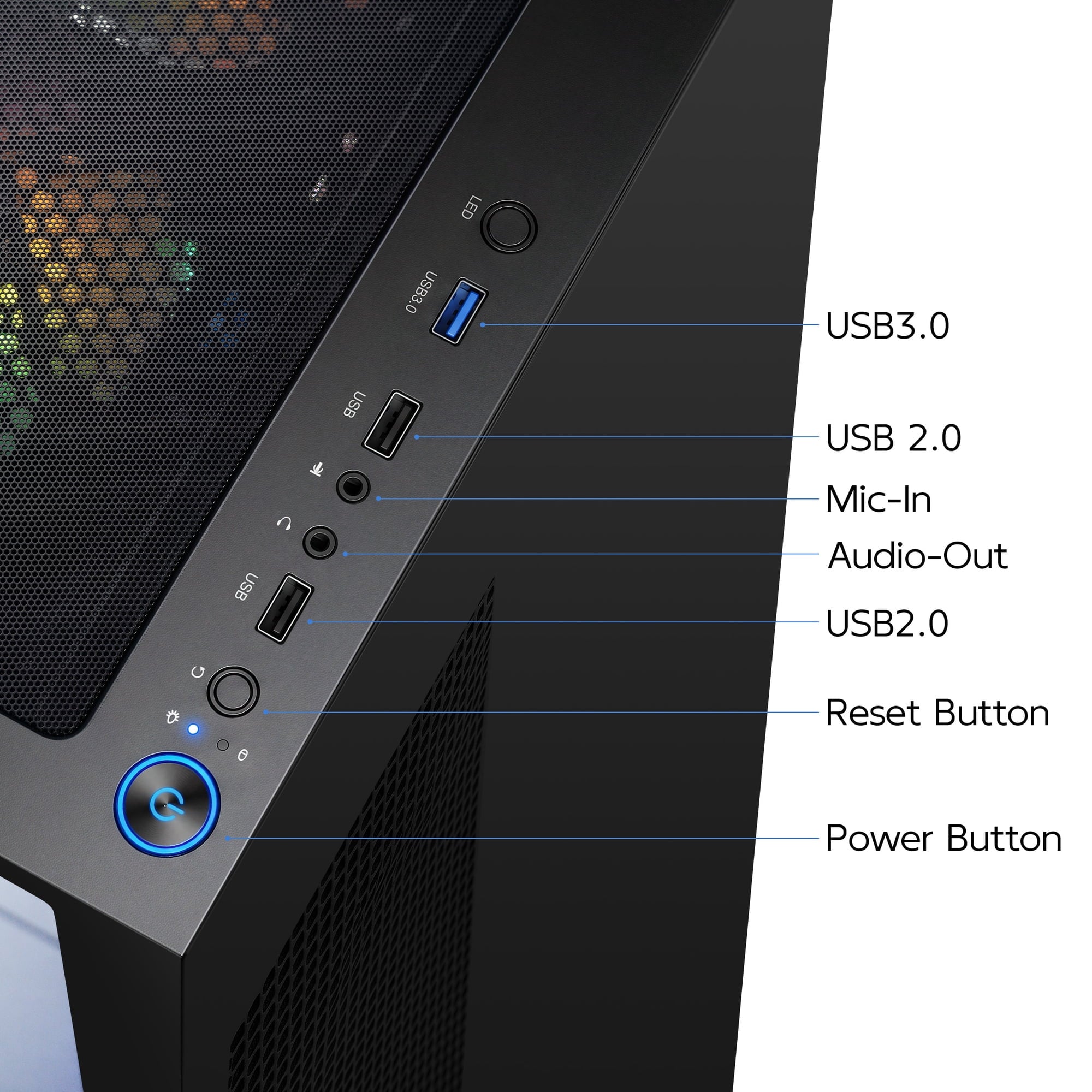 AIGAMEPC Gaming PC Desktop Computer, AMD Ryzen 7 5700X, GeForce RTX 5060 8G, 16GB DDR4 RAM, 1TB M.2 NVMe SSD, BX3 650W 80PLUS Bronze PSU, ARGB Fans, WiFi+BT, for Game Design and Office