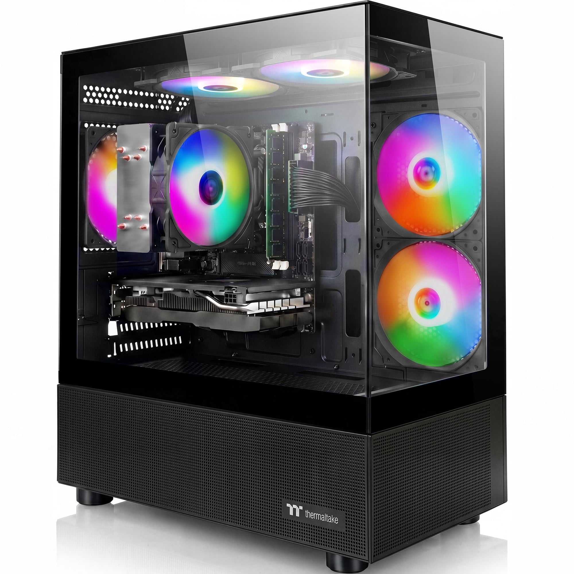 Budget Gaming PC Computers Desktop, Intel Core i7 up to 4.0GHz, GTX 1050 Ti 4GB, 16GB RAM, 512GB M.2 SSD, BX3 550W 80PLUS Bronze PSU, WiFi 5, RGB Fan x5, Windows 11 Home, prebuilt PC Gaming, Black