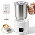 Milk Frother, 4 in 1 Milk Frother and Steamer, Dishwasher Safe, Glass Frother 16.9oz Warm and Cold Foam Maker, Electric Milk Frother for Coffee, Latte, Hot Chocolate (Silver)